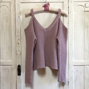 LA Hearts mauve cold shoulder sweater